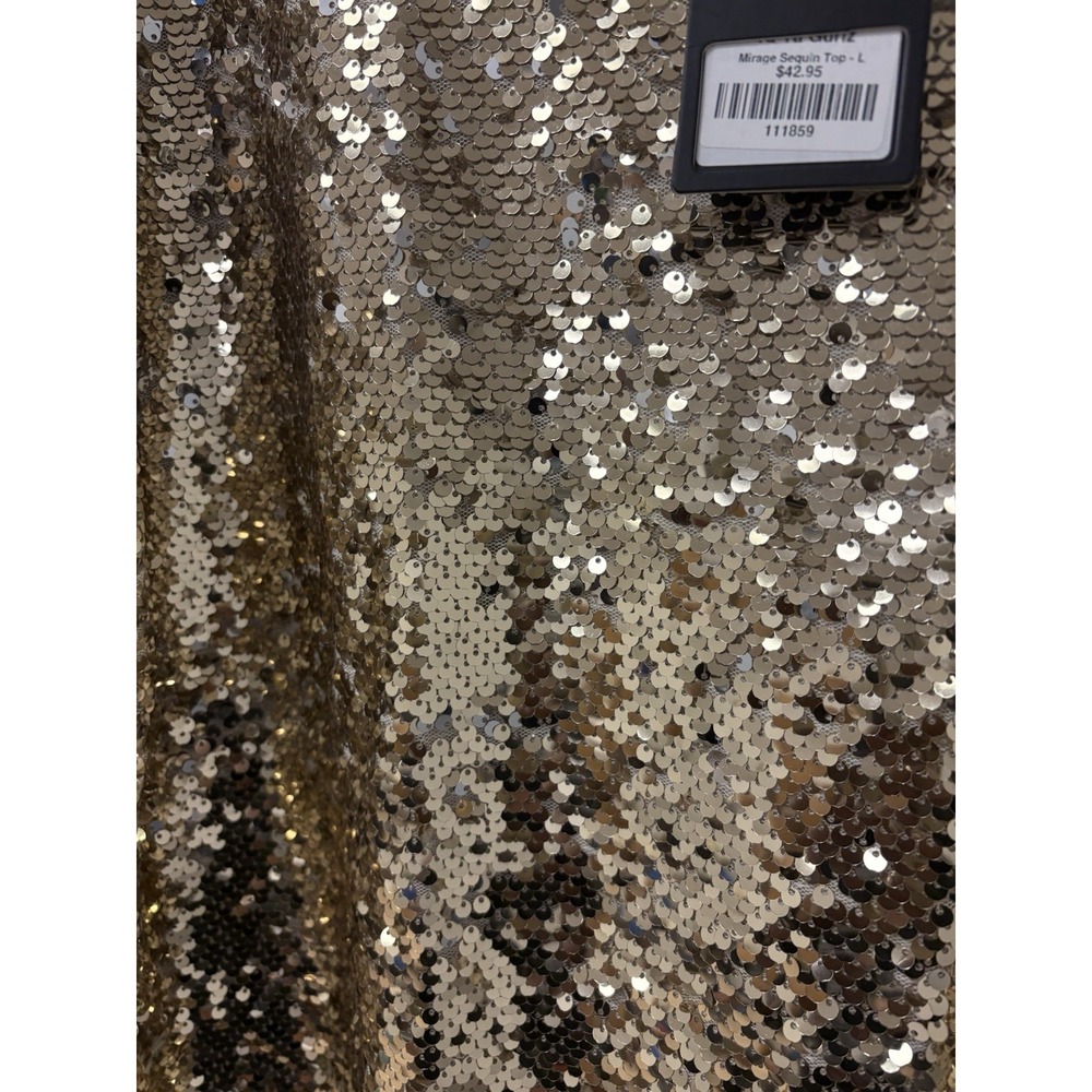 NWT "Lucky & Blessed Women's Tunic/Top Gold Sequins Sz Large Holiday Glam - Picture 8 of 11
